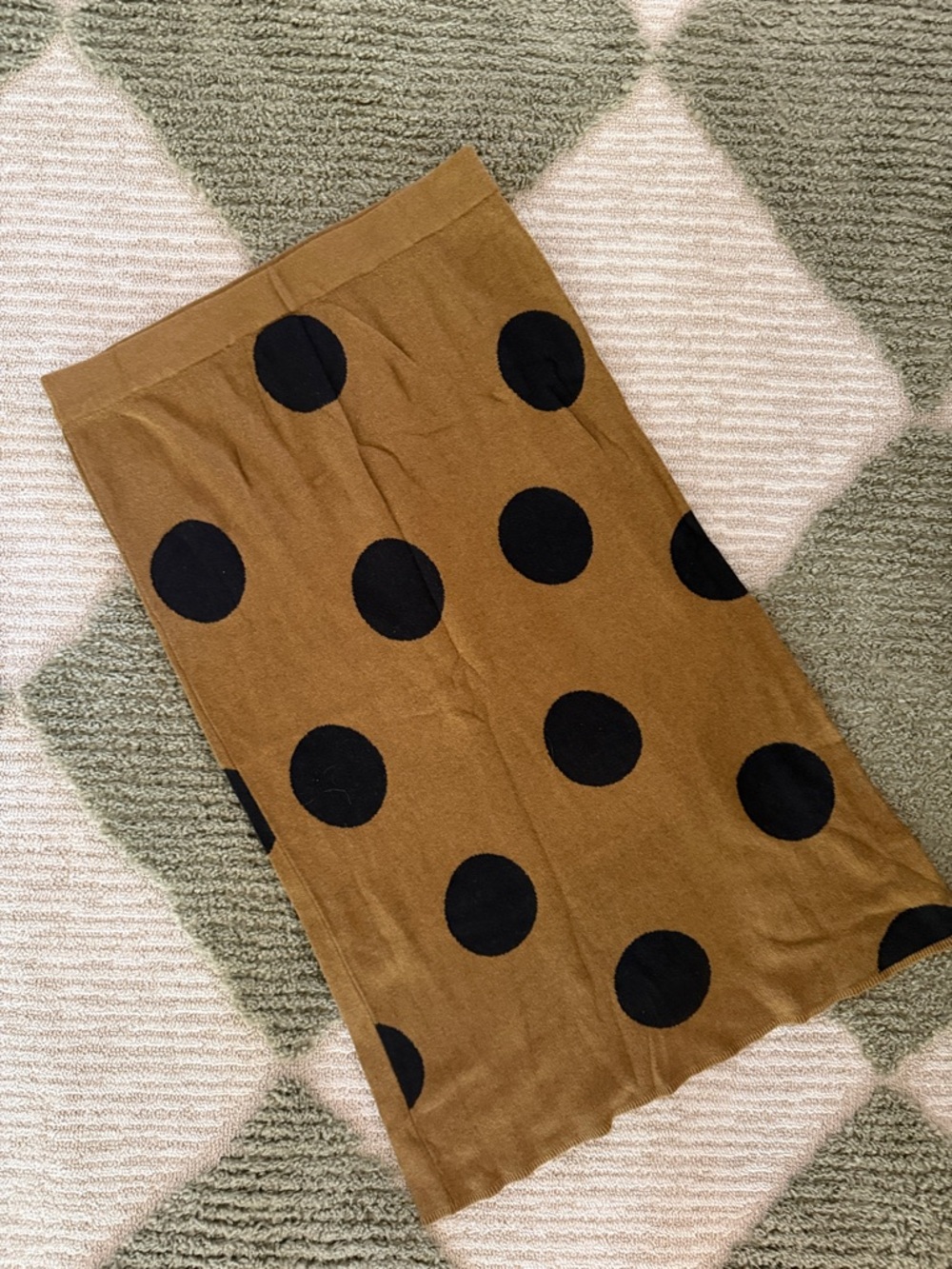 Who What Wear Black Polka Dot Brown Knit Pencil Skirt